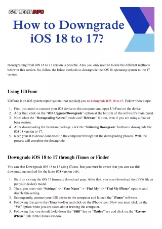 How to Downgrade iOS 18 to 17
