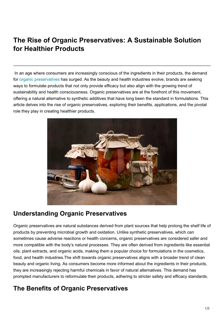 the rise of organic preservatives a sustainable