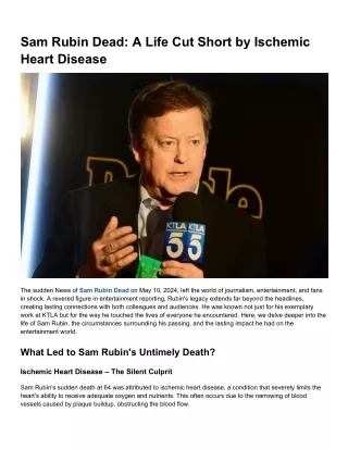 Sam Rubin Dead_ A Life Cut Short by Ischemic Heart Disease