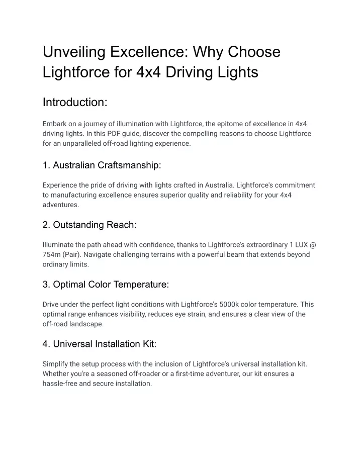 unveiling excellence why choose lightforce