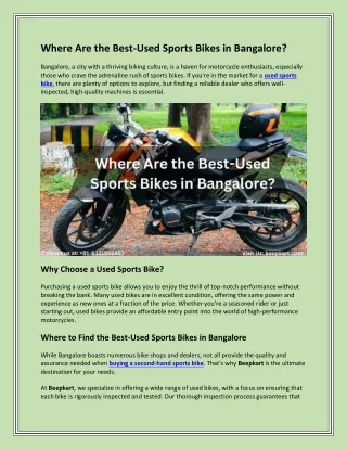 Where Are the Best Used Sports Bikes in Bangalore