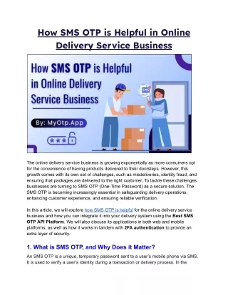 how sms otp is helpful in online delivery service