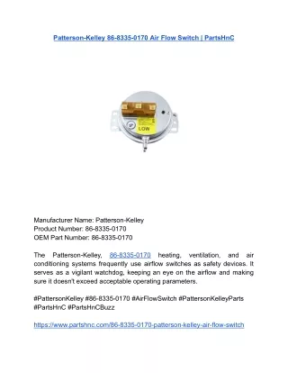 Patterson-Kelley 86-8335-0170 Air Flow Switch _ PartsHnC