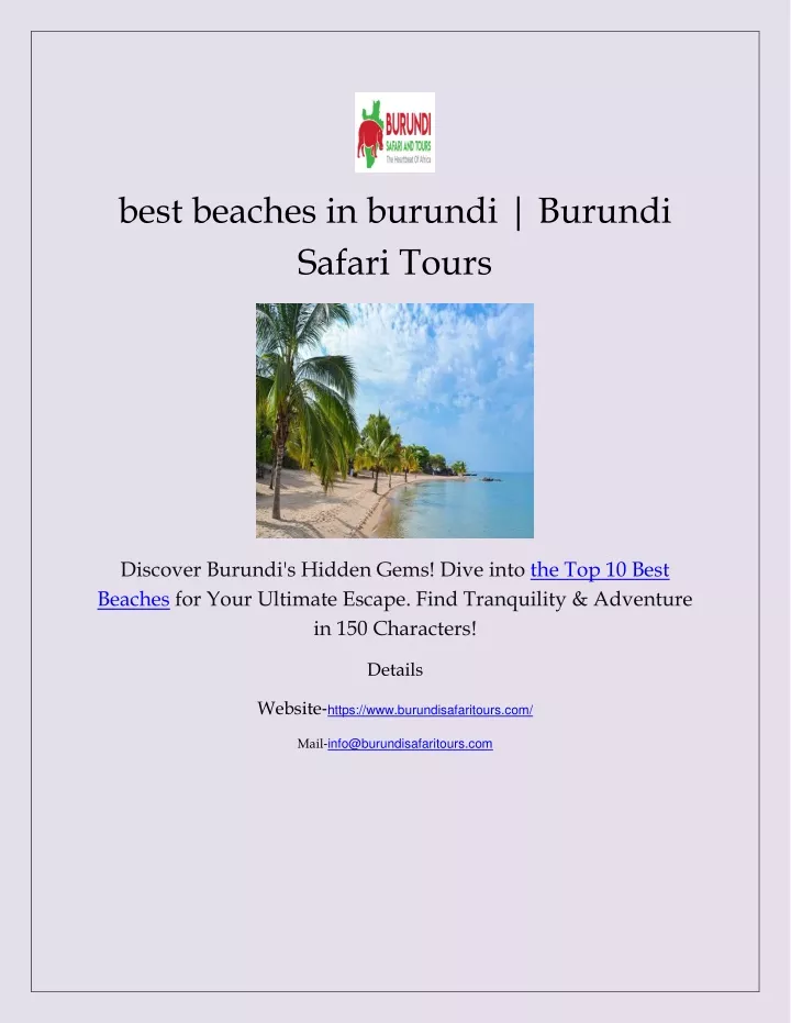 best beaches in burundi burundi safari tours