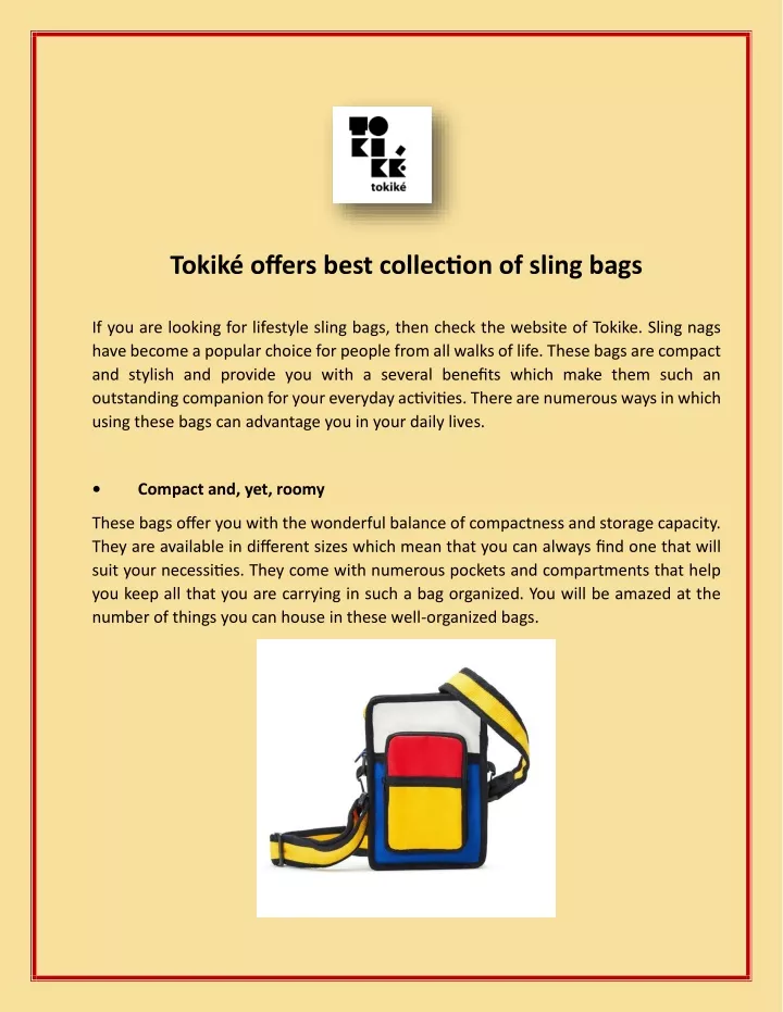 tokik offers best collection of sling bags