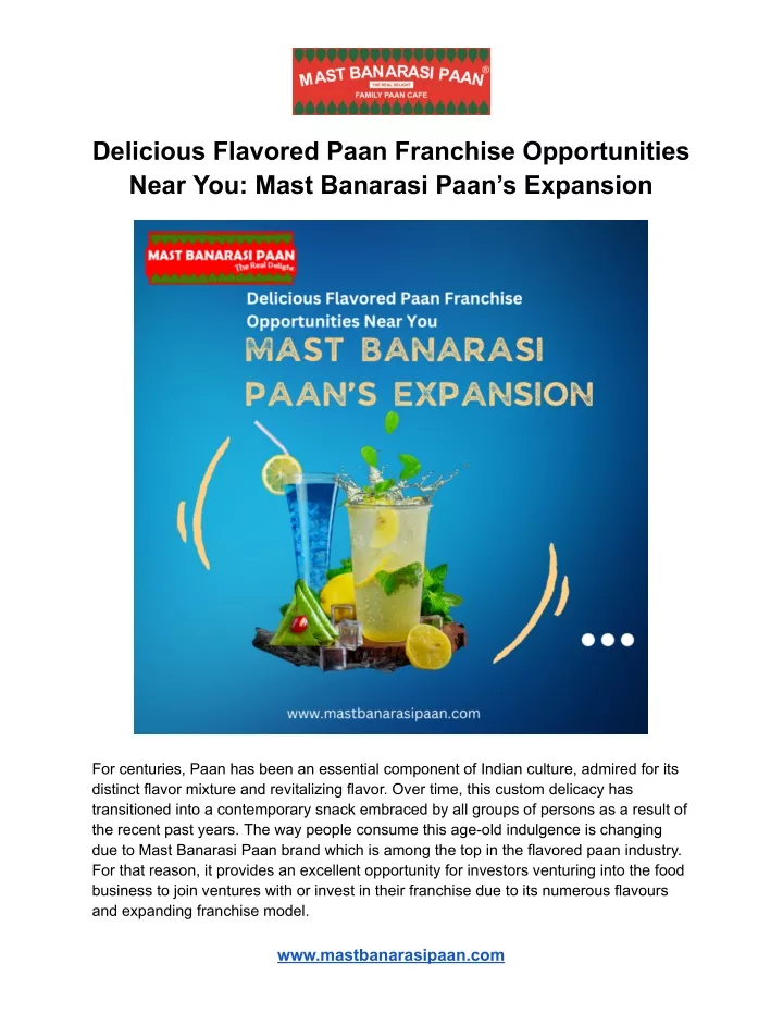 delicious flavored paan franchise opportunities