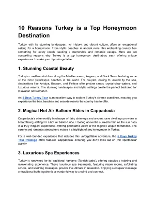 10 Reasons Turkey is a Top Honeymoon Destination