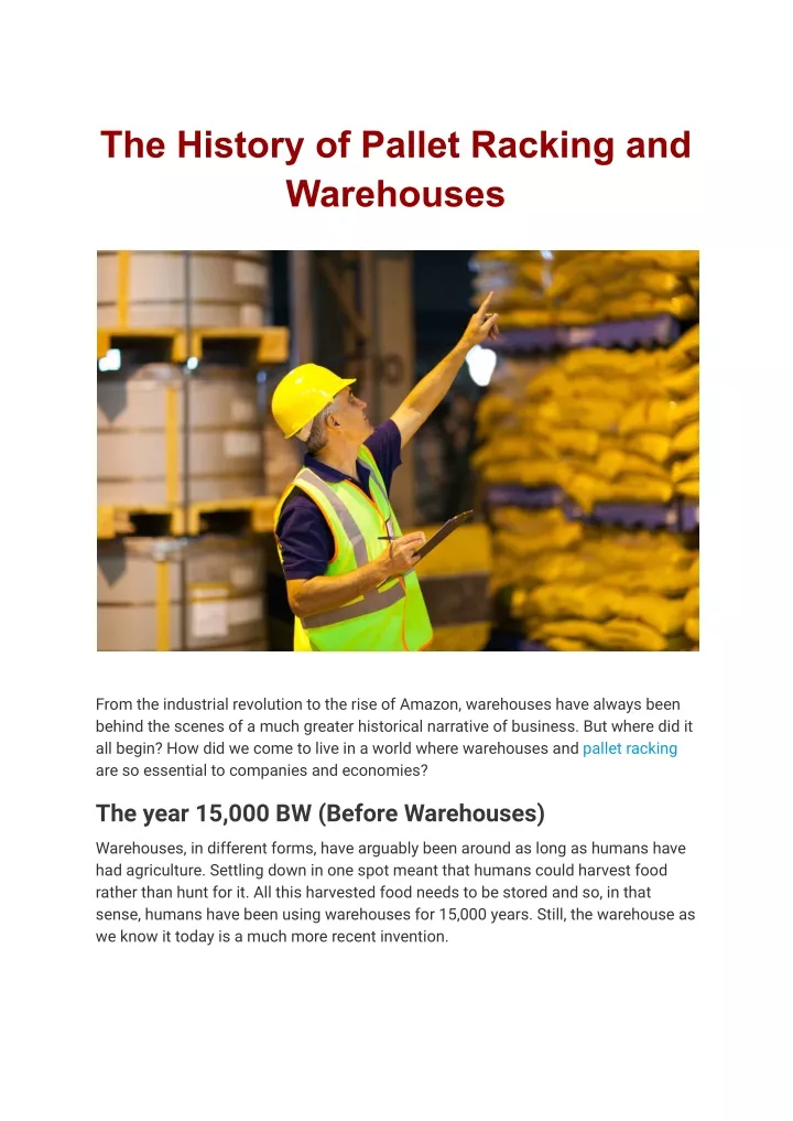 the history of pallet racking and warehouses