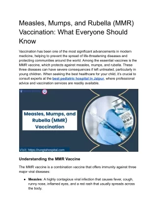 Measles, Mumps, and Rubella (MMR) Vaccination