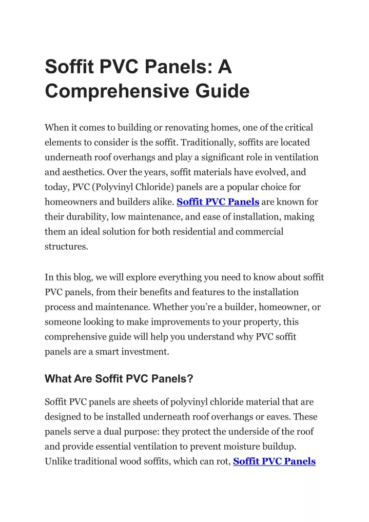 soffit pvc panels a comprehensive guide