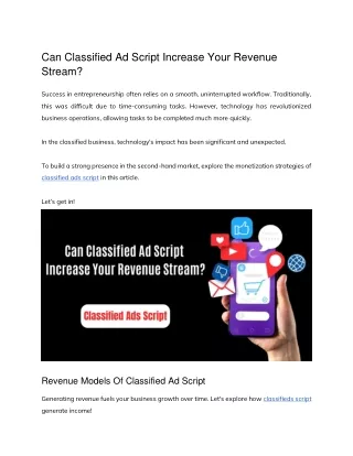 Can Classified Ad Script Increase Your Revenue Stream_