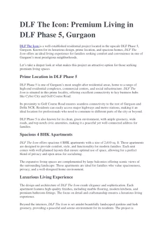 dlf the icon premium living in dlf phase 5 gurgaon