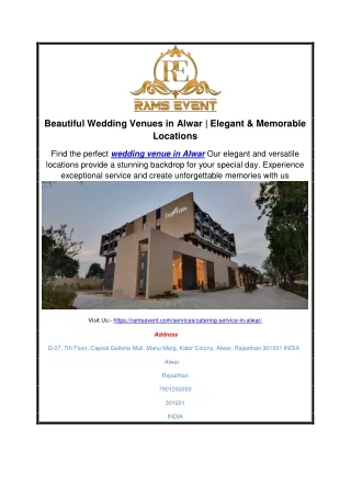 Beautiful Wedding Venues in Alwar