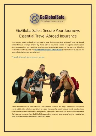 GoGlobalSafes Secure Your Journeys Essential Travel Abroad Insurance