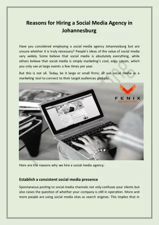 Reasons for Hiring a Social Media Agency in Johannesburg