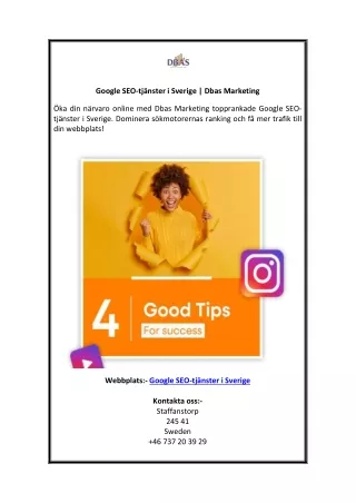 Google SEO-tjänster i Sverige Dbas Marketing