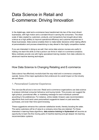Data Science in Retail and E-commerce_ The Innovation Driver