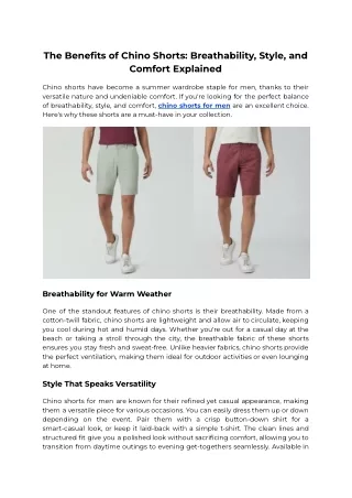 The Benefits of Chino Shorts_ Breathability, Style, and Comfort Explained