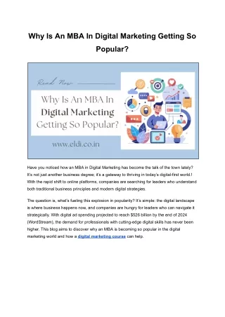 Why Is An MBA In Digital Marketing Getting So Popular