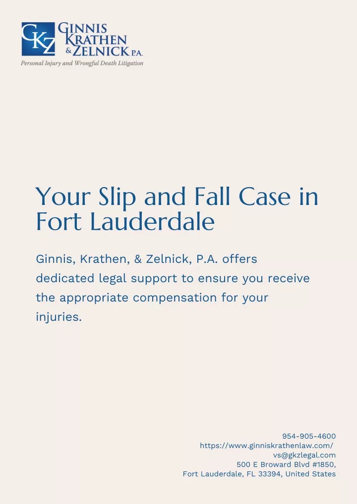 your slip and fall case in fort lauderdale