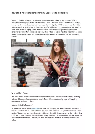 How Short Videos are Revolutionizing Social Media Interaction