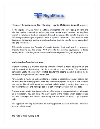 Optimize AI Models with Transfer Learning and Fine-Tuning Techniques