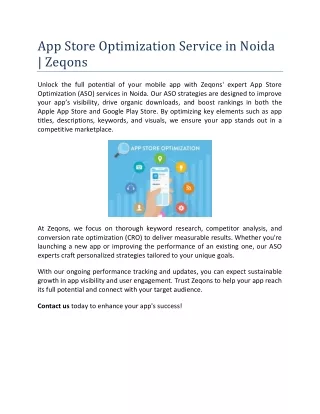app store optimization service in noida zeqons