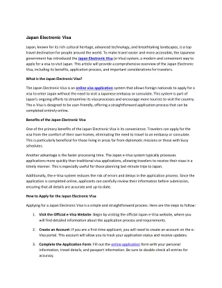 Japan Electronic Visa