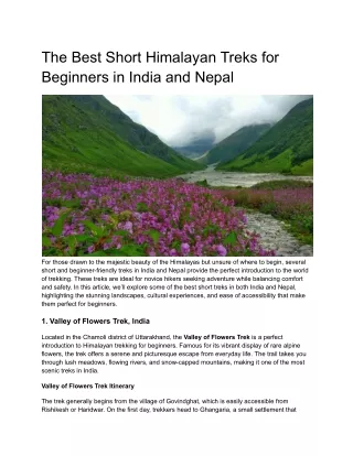 The Best Short Himalayan Treks for Beginners in India and Nepal