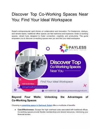 Discover Top Co-Working Spaces Near You: Find Your Ideal Workspace