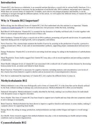 Exploring the Different Forms of Vitamin B12