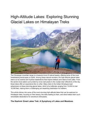 High-Altitude Lakes: Exploring Stunning Glacial Lakes on Himalayan Treks