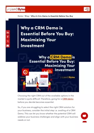 Why a CRM Demo is Essential Before You Buy: Maximizing Your Investment