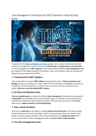 time management techniques for neet aspirants