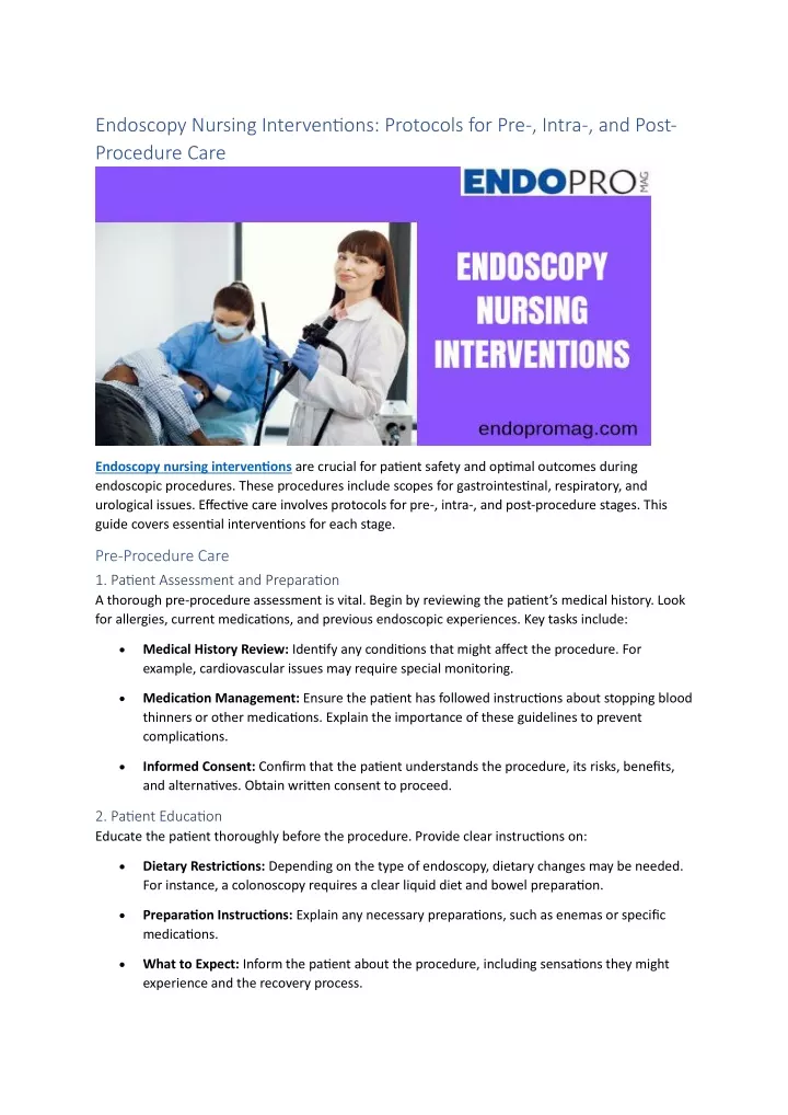 endoscopy nursing interventions protocols