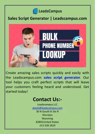 Sales Script Generator  Leadscampus.com