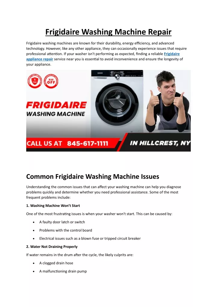 frigidaire washing machine repair