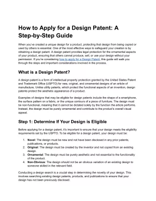 how to apply for a design patent a step by step