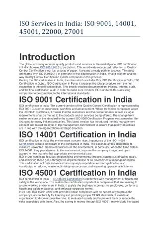 ISO Services in India