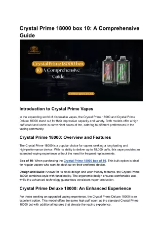 Crystal Prime 18000 box 10_ A Comprehensive Guide