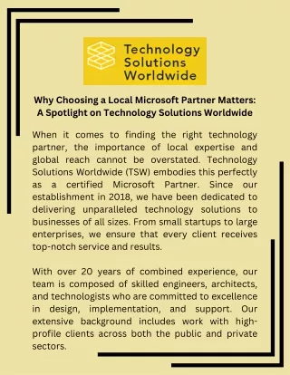 Why Choosing a Local Microsoft Partner Matters: A Spotlight on Technology Soluti