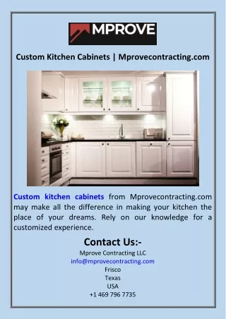 Custom Kitchen Cabinets  Mprovecontracting.com