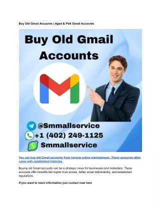 Buy Old Gmail Accounts _ Aged & PVA Gmail Accounts