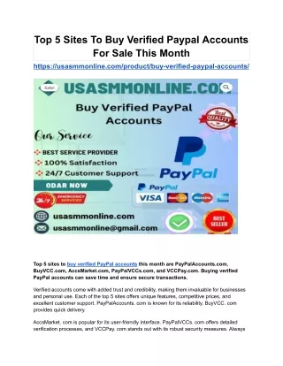 Top 5 Sites To Buy Verified Paypal Accounts For Sale This Month