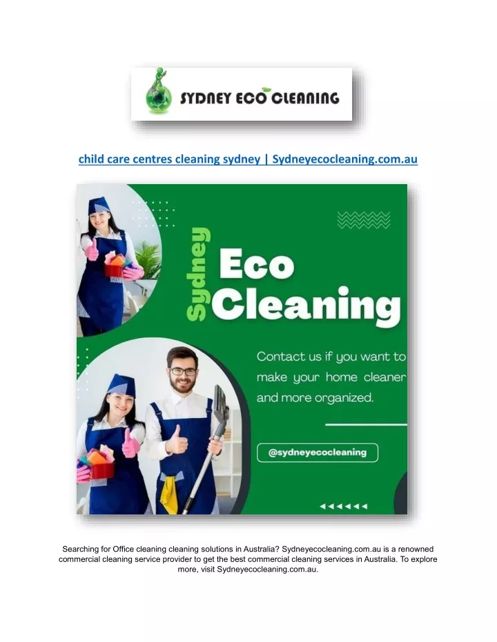 child care centres cleaning sydney