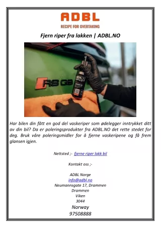 Fjern riper fra lakken  ADBL.NO