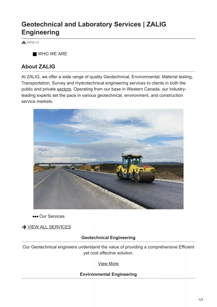 geotechnical and laboratory services zalig