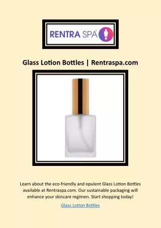 Glass Lotion Bottles With Pump | Rentraspa.com