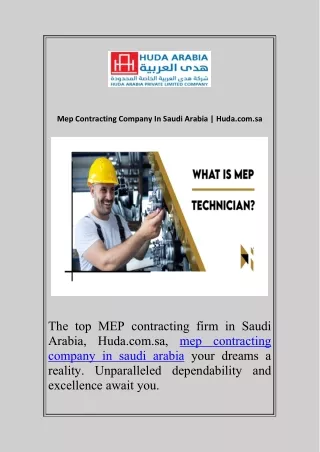 Mep Contracting Company In Saudi Arabia  Huda.com.sa