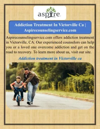 Addiction Treatment In Victorville Ca    Aspirecounselingservice.com